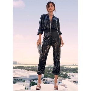 Venus-Black Sequin Jogger Jumpsuit-Size M-Never Worn!